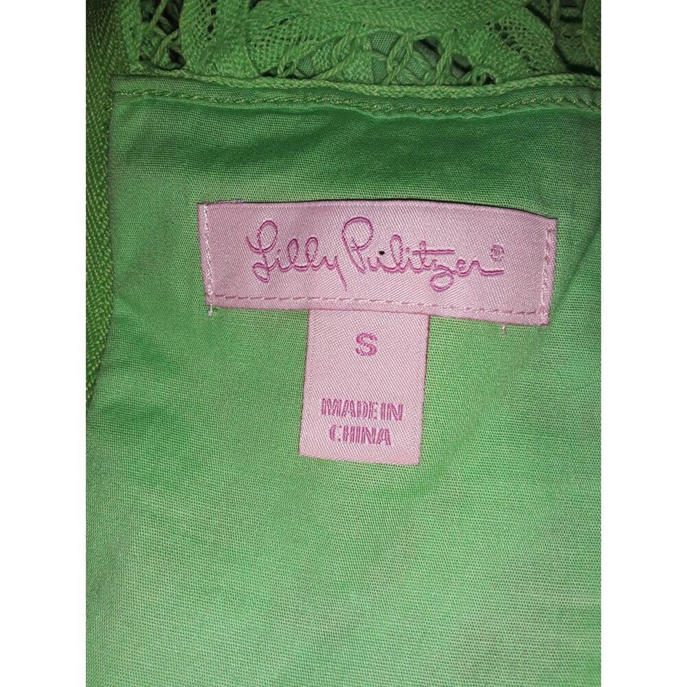 Lilly Pulitzer Sz S MARIA KATE Bold, Bright Lime Green Lacy Dress - Picture 4 of 7